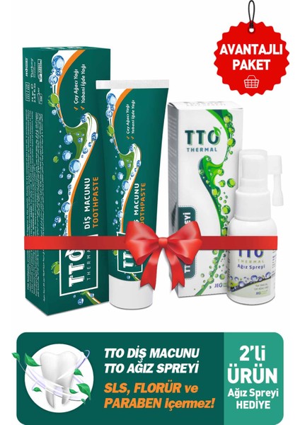 Florürsüz Diş Macunu 75 gr - Ağız Spreyi Hediyeli Çay Ağacı Yağı - Tea Tree Oil