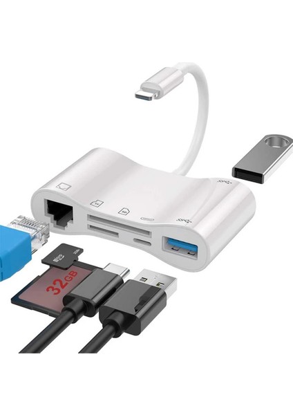BYL-1034 RJ45 Lan 100MHZ Lightning Şarj Bağlantılı Otg Dönüştürücü