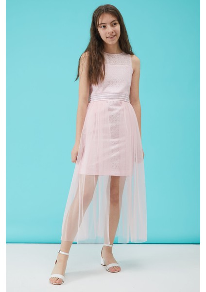 Kız Çocuk Pembe Taş Detaylı Tüllü Abiye Elbise 1516110 fırsatları
