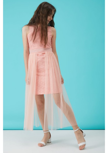 Kız Çocuk Somon Taş Detaylı Tüllü Abiye Elbise 1516010 modelleri