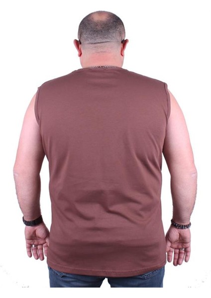 Büyük Beden Erkek Baskılı Kolsuz Tişört Nyc 23140 Taba fiyatları