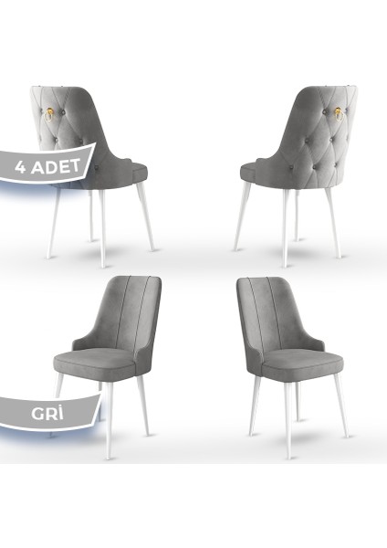 Concept Enoa Serisi , 4 Adet Sandalye, Beyaz Gürgen Ayak