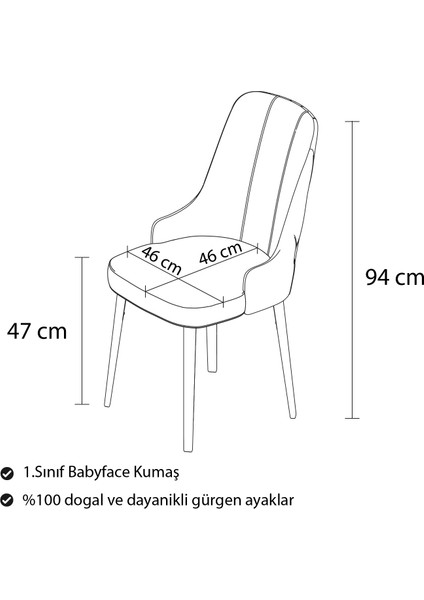 Concept Enoa Serisi , 4 Adet Sandalye, Beyaz Gürgen Ayak