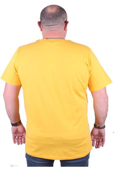 Büyük Beden Erkek Baskılı Tişört Brnx Boy 23131 Sarı