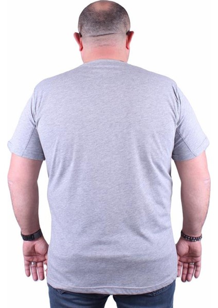 Büyük Beden Erkek Baskılı Tişört Seaing 23136 Gri Melanj fiyatları