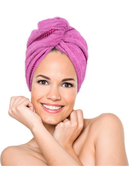 Düğmeli Saç Kurulama Bonesi/bukle Baş Havlusu - Saç Kurutma Bonesi