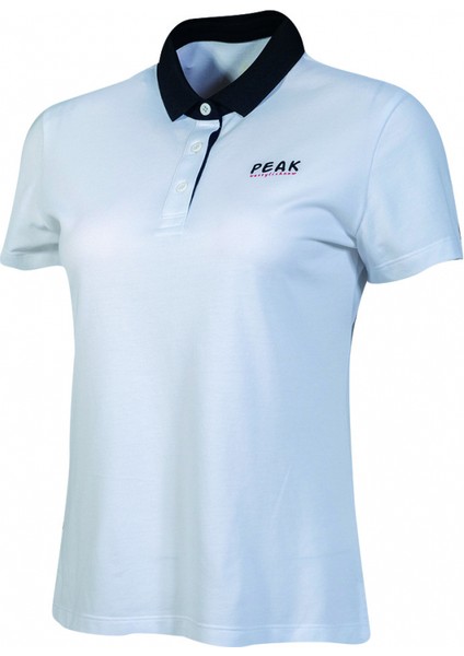 Polo T-Shirt Kadın Beyaz Polo Yaka Düz Renk Nefes Alabilen Rahat Kısa Kollu Günlük Spor Tişört