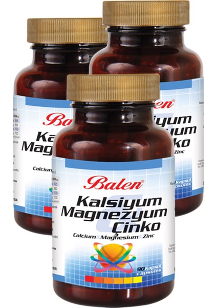 3 Kutu Balen Kalsiyum & Magnezyum & Çinko Kapsül 90 Kapsül