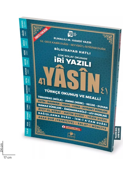 10 Adet Sesli Yasini Şerif Arapça Türkçe Okunuşlu ve Mealli Iri Yazılı Orta Boy 192 Sayfa