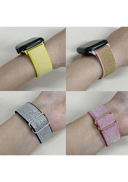 Apple Watch 8 41 mm Simli Esnek Hasır Örgü Kordon Kayış - KY44-1 modelleri