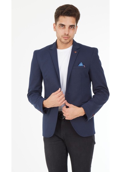 5109 Dar Kalıp Yarım Astarlı Lacivert Erkek Ceket modelleri
