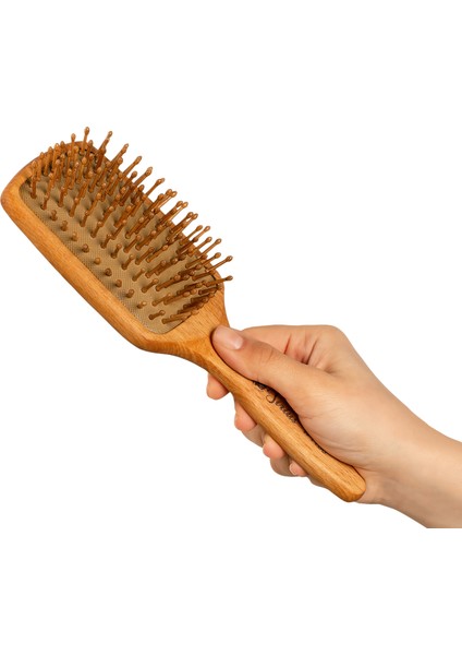 Saç Açma Tarağı W 1117 %100 Doğal Karbonize Edilmiş Ahşap Pinli Doğa Dostu-Saç Derisine Masaj Uygulama