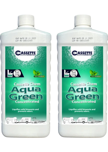 Karavan Tekne Tuvalet Kimyasalı Aqua Green Concentrated Portatif ve Kasetli Tuvalet Atık Parçalayıcı Koku Giderici 2'li Avantajlı Paket