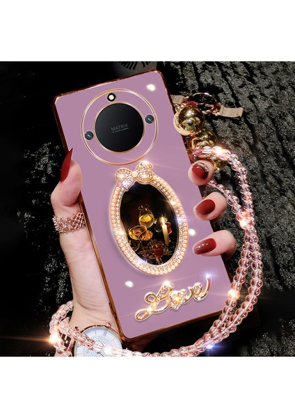 Honor X9A Dıy Ayna Love Mektup Kristal Zinciri Cep Telefonu Kılıfları (Yurt Dışından)