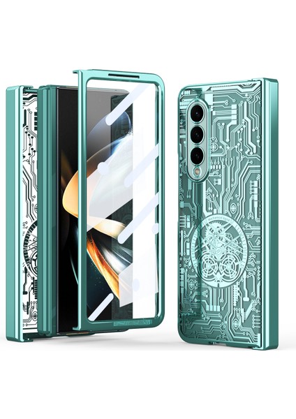 Samsung Galaxy Z Fold4 Kaplama Mekanik Desen Cep Telefonu Kılıfları (Yurt Dışından)
