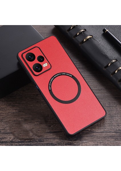 Poco X5 Pro 5g Manyetik Emme Deri Deseni Cep Telefonu Kılıfları (Yurt Dışından)