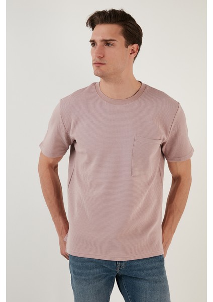 Bisiklet Yaka Tek Cepli Pamuklu Oversize T Shirt Erkek T Shirt 5902305