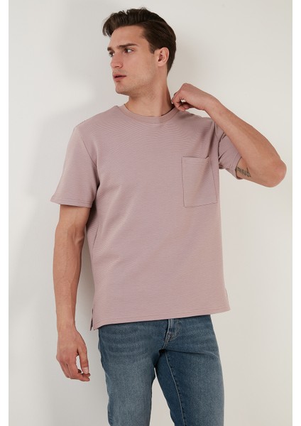 Bisiklet Yaka Tek Cepli Pamuklu Oversize T Shirt Erkek T Shirt 5902305