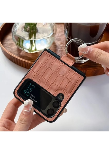 Samsung Galaxy Z Flip4 Büyük Timsah Deseni Yüzük Cep Telefonu Kılıfları (Yurt Dışından) modelleri