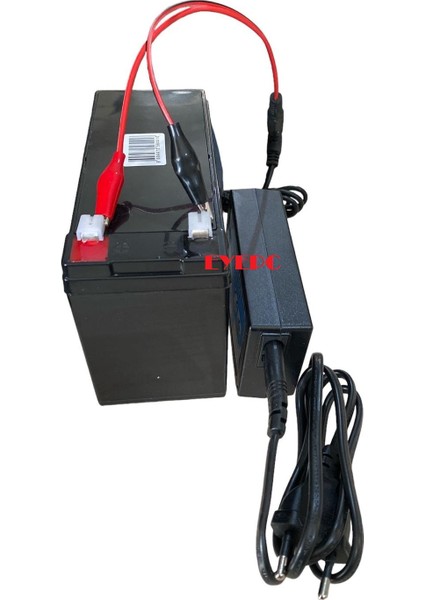 12 Volt Akü Şarj Cihazı Adaptörü - Otomatik Kesicili Özellik-12 Volt 7 Amper Akü Birlikte Set