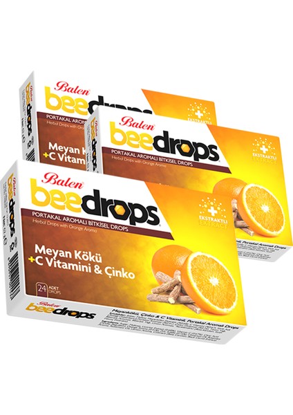 Beedrops Meyankökü - Çinko - C Vitaminli Portakal Aromalı 24 Drops x 3 Adet