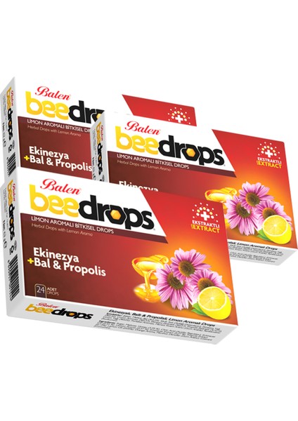 Beedrops Ekinezya+Bal-Propolis Limon Aromalı 24 Drops x 3 Kutu