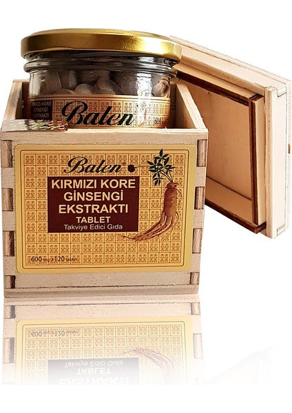 Kırmızı Kore Ginseng Ekstraktı 600 Mg 120 Tablet (Tahta Kutu)