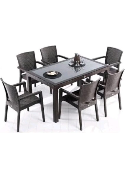 Rattan Claris 150 Masa Takimi Kahve