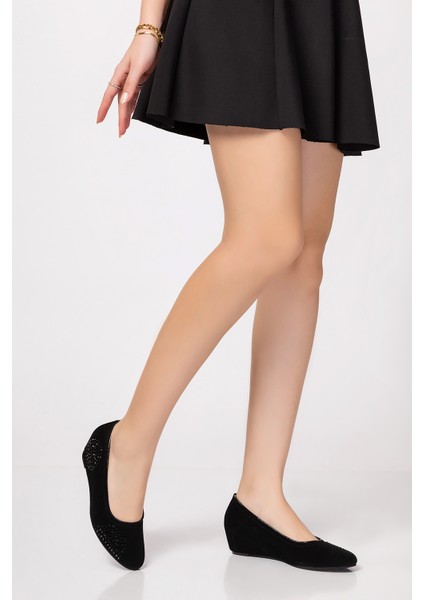 Kadın Siyah Nubuk Taş Detaylı Ev Ayakkabısı fiyatları