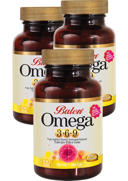 3 Kutu Omega 3 6 9 Kapsül 1585 Mg x 100 Yumuşak Kapsül Balık Yağı