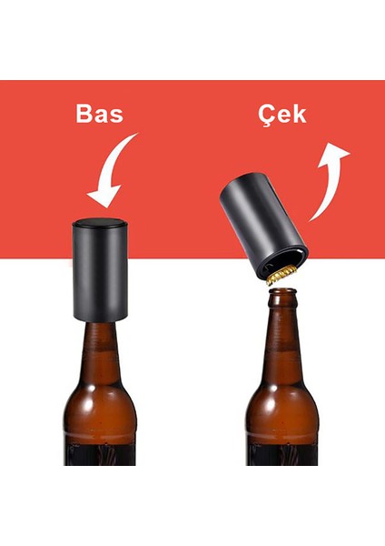 Mekanik Manyetik Meşrubat Kapak Açacağı Bas Çek Mıknatıslı Şişe Metal Kapak Açacak