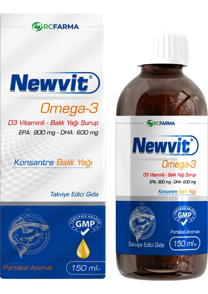 Newvit Omega-3,d3 Vitaminli Şurup 150 ml yeni ambalaj