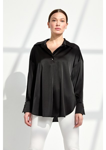 Kadın Saten Gömlek Siyah fiyatları