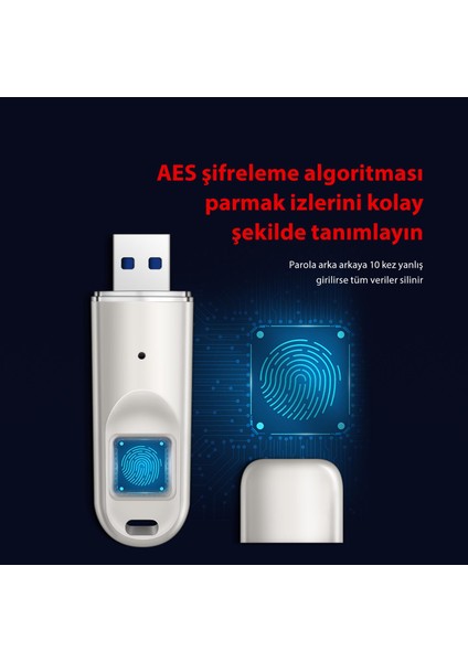 Dm FD069 Parmak Izi Okuyuculu Şifreli USB 3.0 128GB Flash Bellek