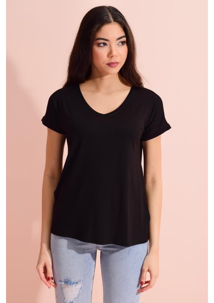 Tena Moda Kadın Mor Beli Lastikli Crop Sweatshirt