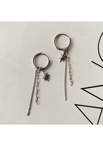 Mini Halka Sallantılı Yıldız Küpe Silver
