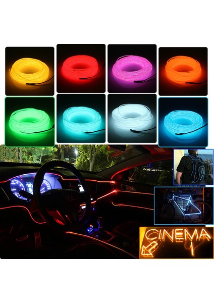 Rgb Araç Içi Atmosfer Ambiyans Ip Neon Torpido LED 5 Metre usb girişli