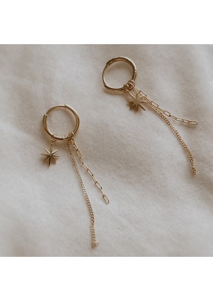 Mini Halka Sallantılı Yıldız Küpe Silver