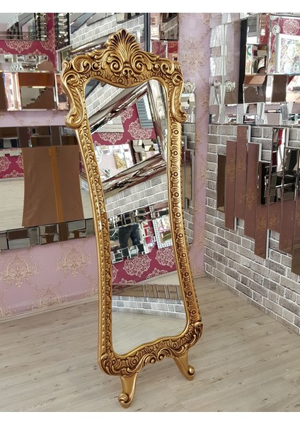 Bihter Model Altın Renk Dekoratif Ayaklı Boy Aynası