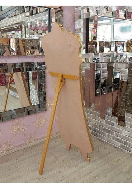 Bihter Model Altın Renk Dekoratif Ayaklı Boy Aynası