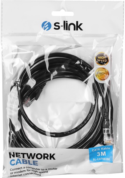 SL-CAT603BK 3m Siyah Cat6 Kablo