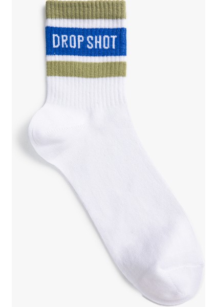 Slogan Işlemeli Soket Çorap