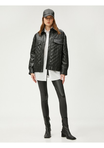 Deri Görünümlü Kapitone Ceket modelleri