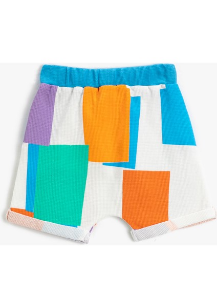 Şort Beli Bağlamalı Lastikli Renk Bloklu Kanguru Cepli fiyatları