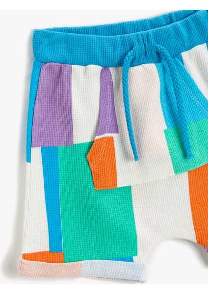 Şort Beli Bağlamalı Lastikli Renk Bloklu Kanguru Cepli modelleri
