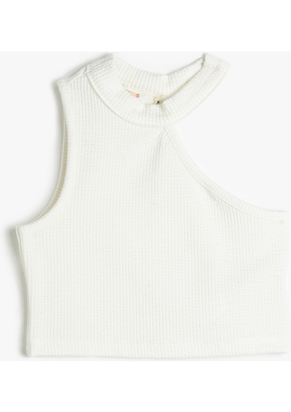 Crop Üst Tek Omuz Kolsuz Fitilli