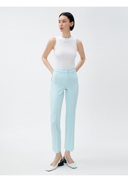 Crop Pantolon Nervürlü Yüksek Bel