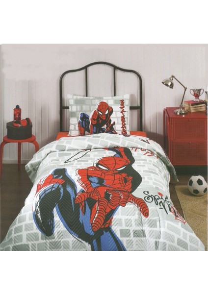 Spiderman Süper Hero Tek Kişilik Kapitoneli Nevresim Takımı Complete Set 4 Mevsim Kullanım