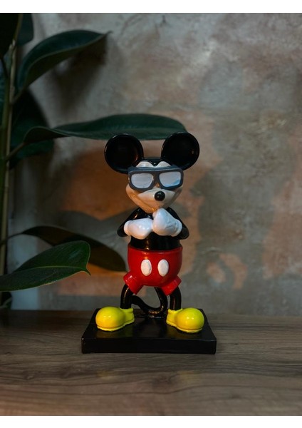 Gözlüklü Mickey Heykel Ev Dekorasyon Biblo