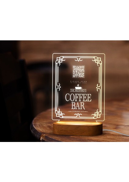Restoran & Cafe & Barlara Özel LED Lamba Qr Kod Menü, Işıklı Qr Menü, Qr Kodlu Masa Dekoru, Işıklı Pleksi Biblo-12